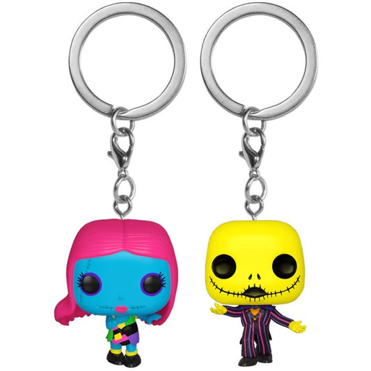 The Nightmare Before Christmas - Jack & Sally Black Light US ExcPocket Pop! Keychain 2-Pack [RS]