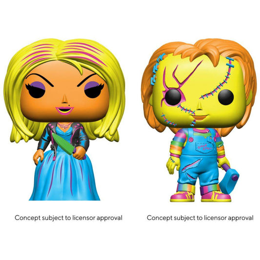 Child's Play 4: Bride of Chucky - Chucky & Tiffany Black Light US Exclusive Pop! 2-Pack [RS]